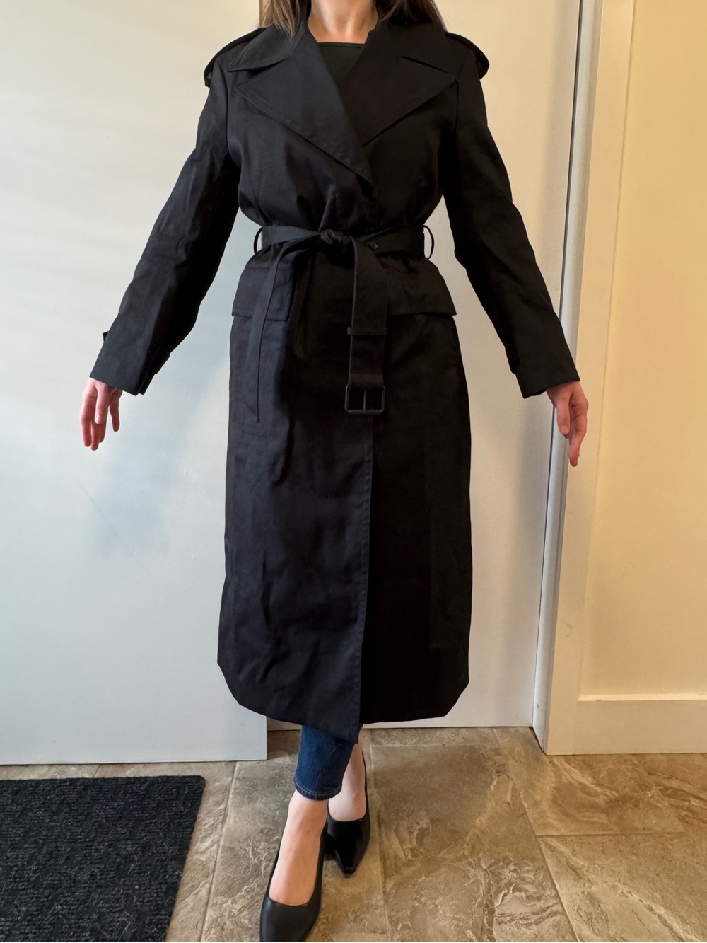 Banana Republic Black Classic Belted Trench Coat